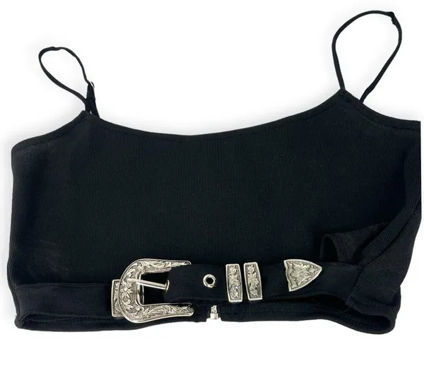NWT ADIKA | M | GRAILED BUCKLE TOP Cropped Crop Bralette Western Festival - Image 4