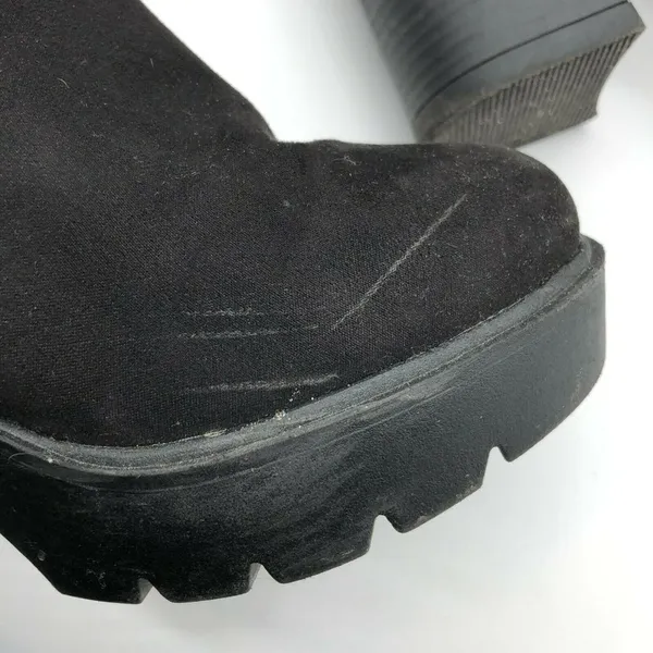Asos Womens Ankle Chelsea Boots Block Heel Platform Faux Suede Black UK 5W US 7W - Image 7