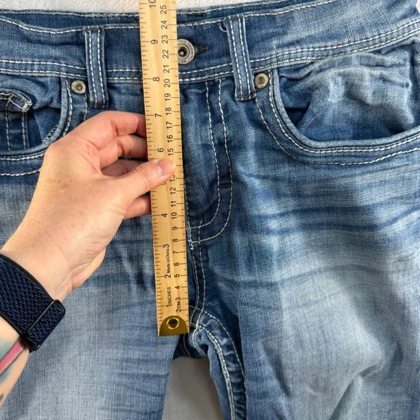 BKE 32S 32 Short Jeans Aiden Bootleg Boot Mid Rise Contrast Stitch Medium Wash - Image 12