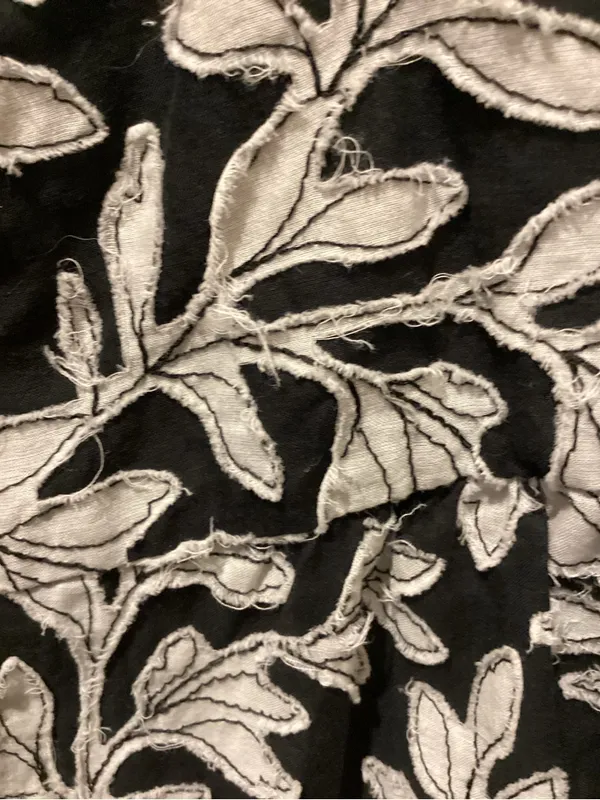 Anthropologie Black Top with White Leaf Embroidery - Image 4