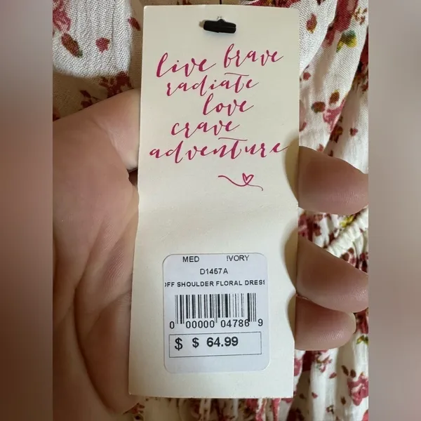 NWT American Threads Off Shoulder‎ Floral Dress, M - Image 4