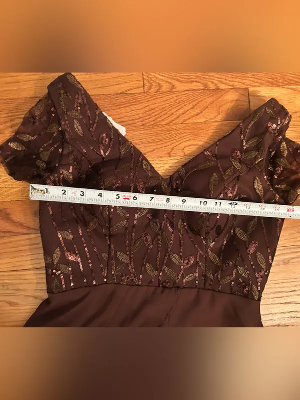 Elegant Brown V-Neck A-Line Dress - Image 4