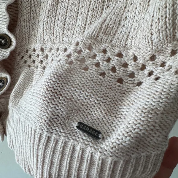 Garage V-Neck‎ Beige Button Cardigan - Image 4