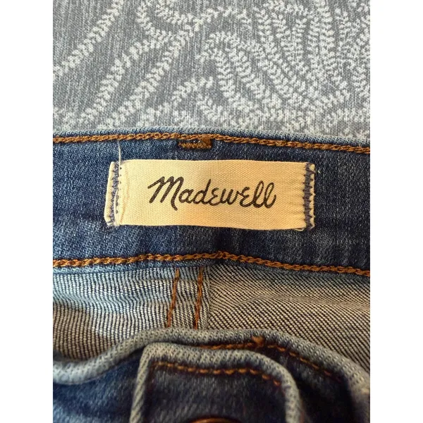 Madewell Cali Demi Boot Jeans Size 26 Blue Cropped Flare Raw Hem Frayed - Image 3