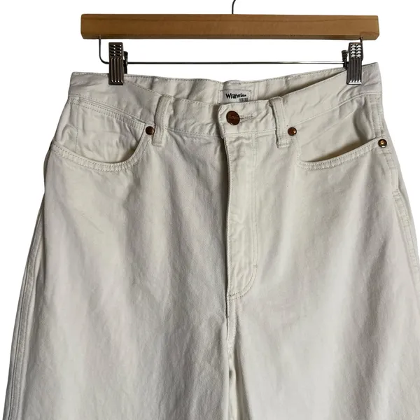 Wrangler World Wide Cream Wide Leg High Rise Western Denim Jeans Size 30x28 - Image 6