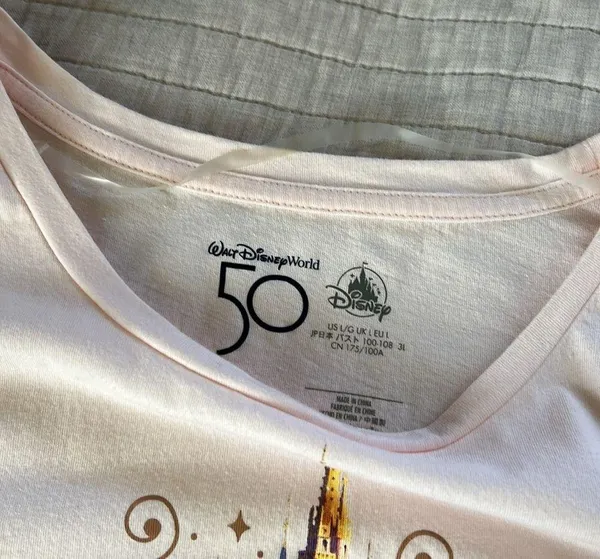 Disney 50th anniversary baby pink woman graphic tee shirt top cotton L - Image 4