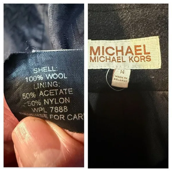 Michael Kors black wool  toggle/Zipper  jacket Sz 14 - Image 3