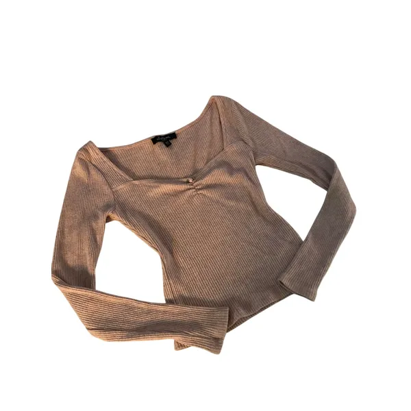 Mixed Threads pink long sleeve top with cute small flower in the center Size XS - Image 5