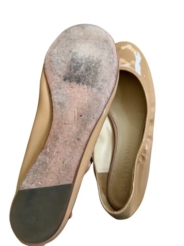 VERA WANG Nude Beige Patent Leather Ballerina Ballet Flats Size 8.5 - Image 6