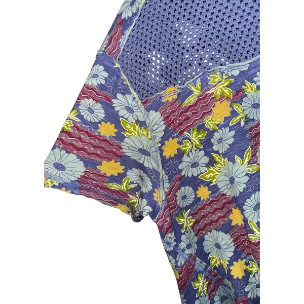 Free People Beach Dreaming‎ Floral Top Women's Small Boho Mesh Oversized Retro - Image 5