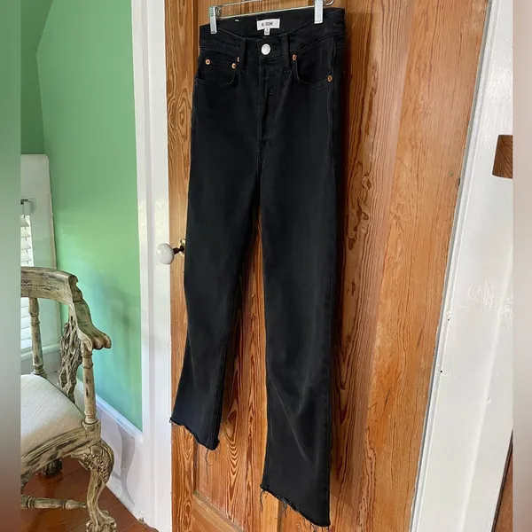 RE/DONE 70s High Rise Stove Pipe Washed Noir Black Raw Hem Jeans 26💛🎀 - Image 5