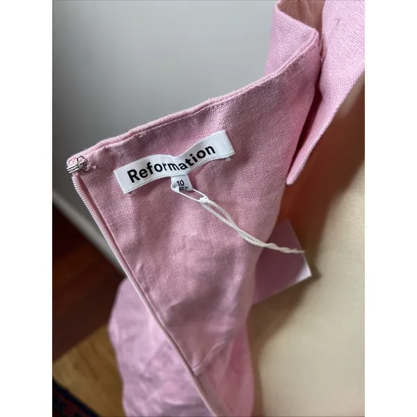 New Reformation Kerrigan Linen Dress in Babygirl Pink Size 10 - Image 8