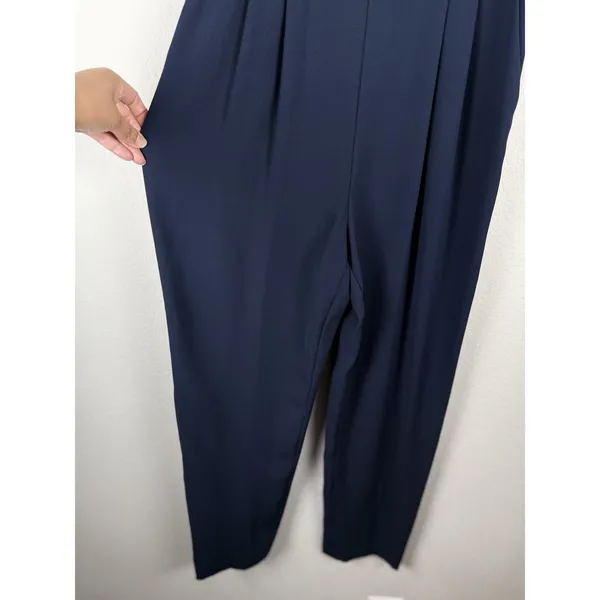 1901 Women's Velvet Trim Halter Jumpsuit with Bow Dark Blue‎ Size 8 Ultrachic - Image 7