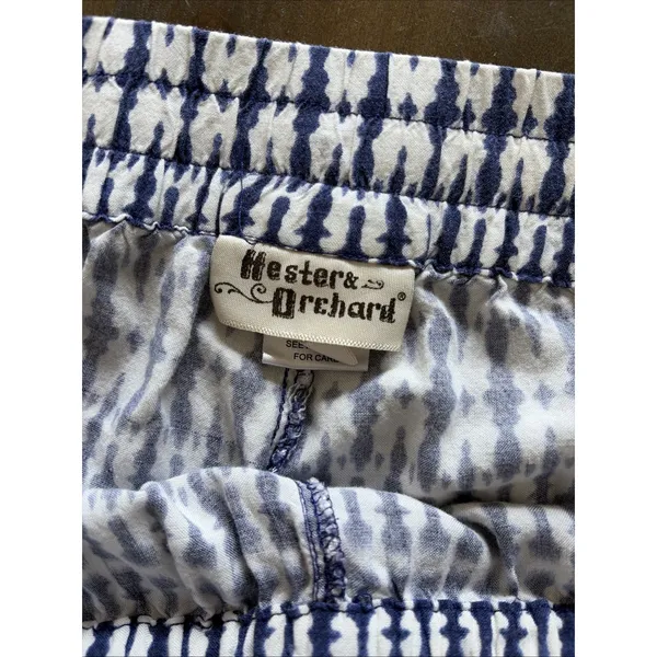 Hester & Orchard Ikat Wide Leg Pants Womens Size Med Blue Boho Beachy Coastal - Image 3