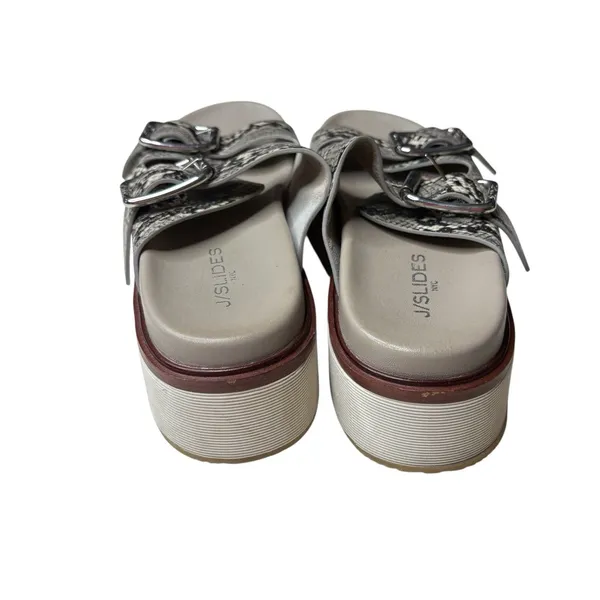 J/Slides Snakeskin Black White Bowie Suede Two Strap Slide Sandal Shoes Sz US 9M - Image 5