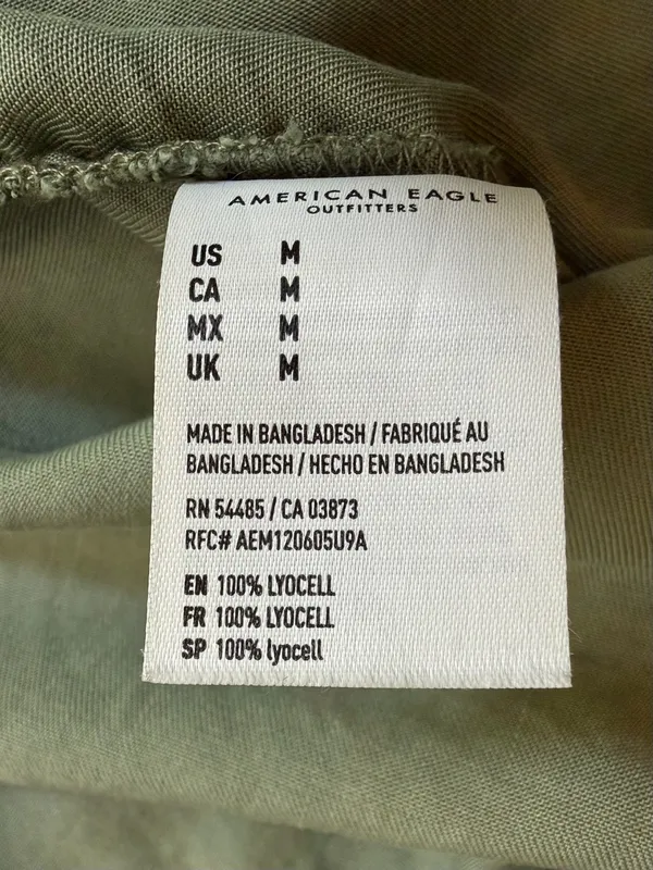 American Eagle Sage Green Lyocell Button Front Utility Shirt Medium - Image 6