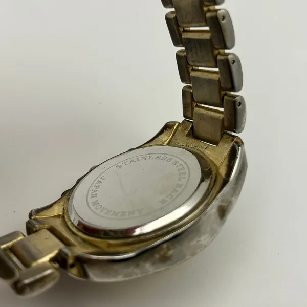 Women's Two Tone Gold Silver Crystal Bezel Chronograph Dial Watch Working - Image 6