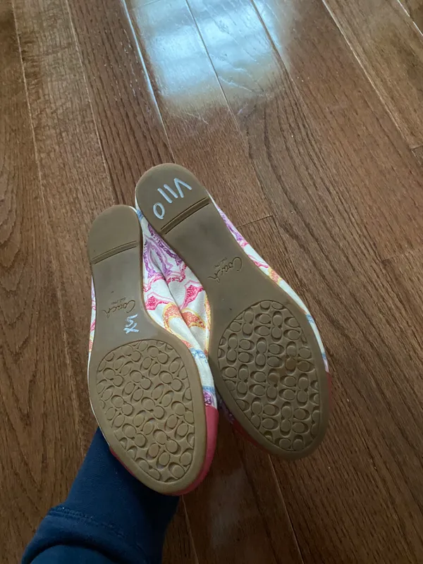 Coach Y2k Monogram rainbow Logo Pink Patent Leather Cecil Ballet Flats Size 7.5 - Image 9