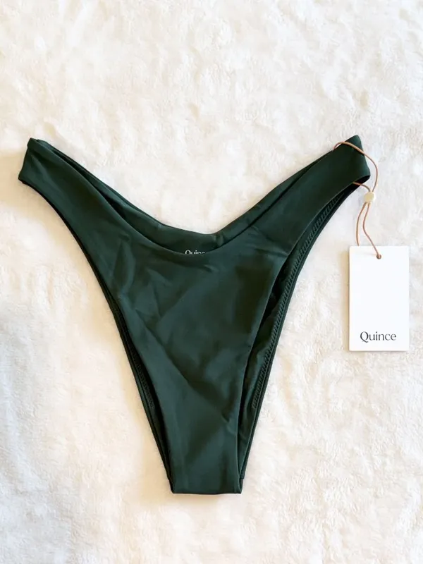NWT Quince Italian High-Leg Bikini Bottom in Palm Green - Size: Extra Small - Image 2