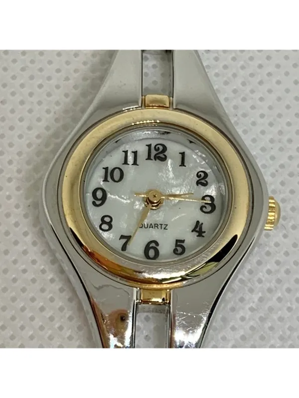 Women’s silver gold tone watch quartz 22mm mop dial links bracelet 6.5” running - Image 3