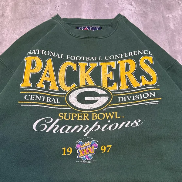 Vintage 1996 Green Bay Packers Super Bowl Champions 97’ Heavyweight Cotton Crewneck Sweatshirt - Image 3