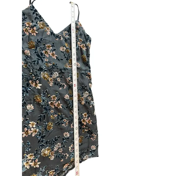 Lulus Teal 90s Inspired Velvet Burnout Sleeveless Asymmetrical Hem Dress M - Image 11