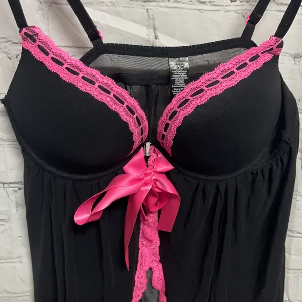 Sexy Lingerie Black w/ Pink lace Size Small - Image 5