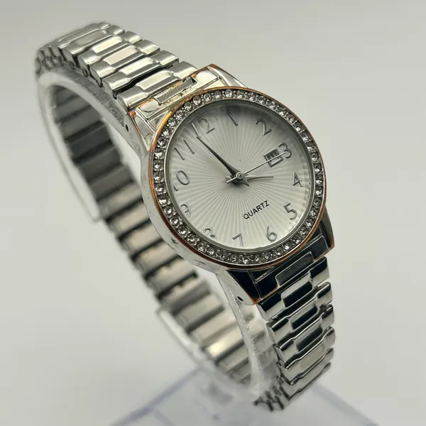 Accutime Silver-tone Crystal Bezel Women’s Watch Working New Battery - Image 3