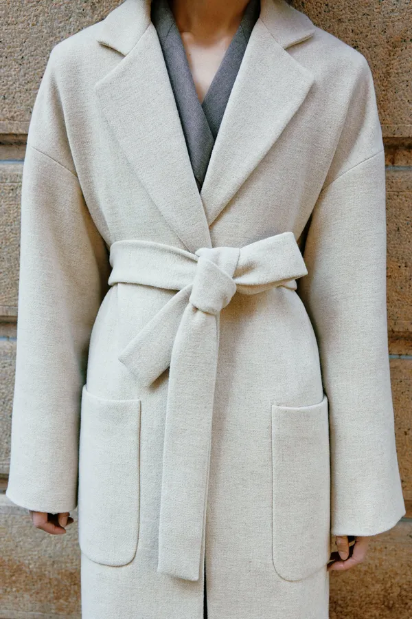 ZARA coat belted trench wool classic casual jacket overcoat - Image 2