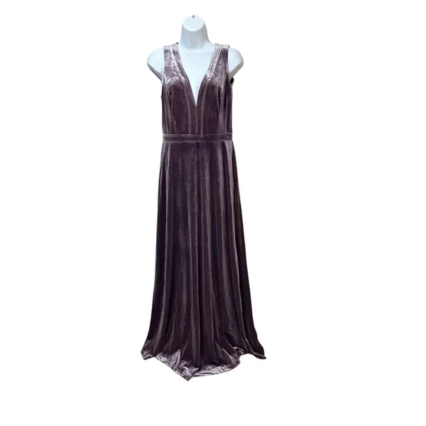 Lulus Mauve Velvet V-Neck Sleeveless Maxi Dress Size M Formal Gown - Image 3