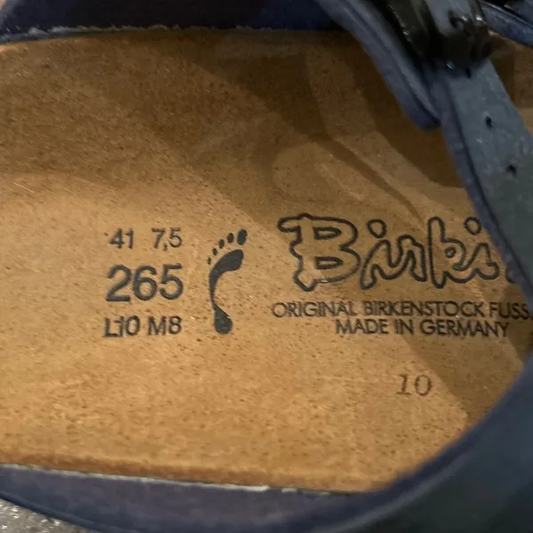 Birkenstock Sandals W10 M8 Blue Strappy Slide Comfort Orthopedic Boho Casual - Image 3
