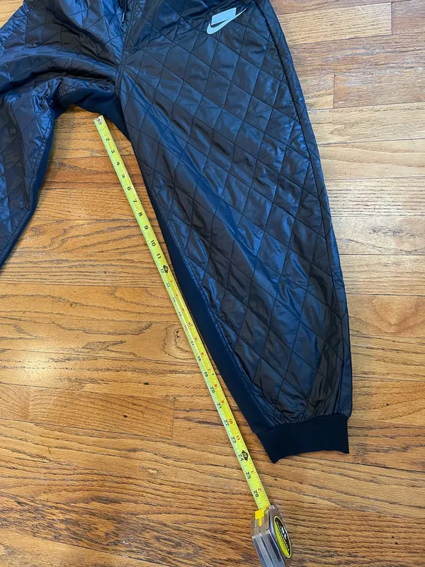 Nike Black Quilted Jogger Pants with White Swoosh - Image 5