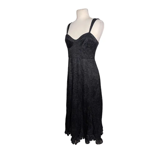 ANTHROPOLOGIE HUTCH Women’s Black Mace Corset Style Flouncy Midi Dress - Image 5
