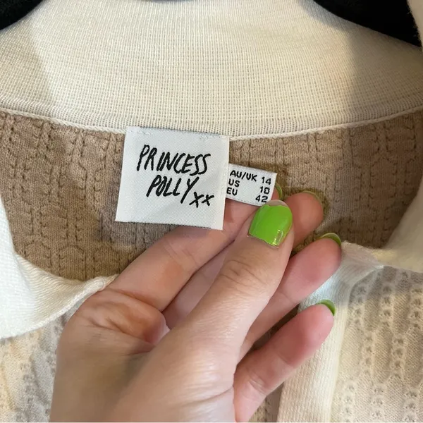 Princess Polly Rick Oversized Stripe Collar Sweater Beige, White 10 - Image 5