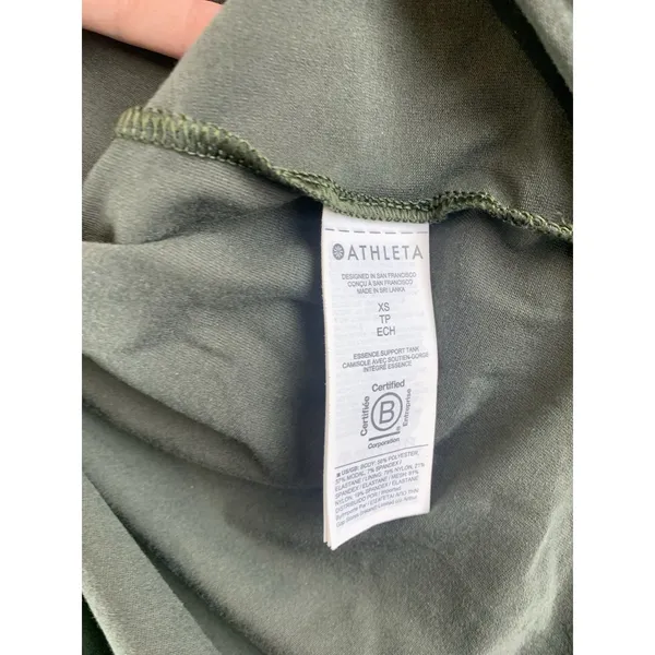 Athleta Essence Support Tank Top XS Olive Green V-Neck Built In Bra Camisole - Image 6