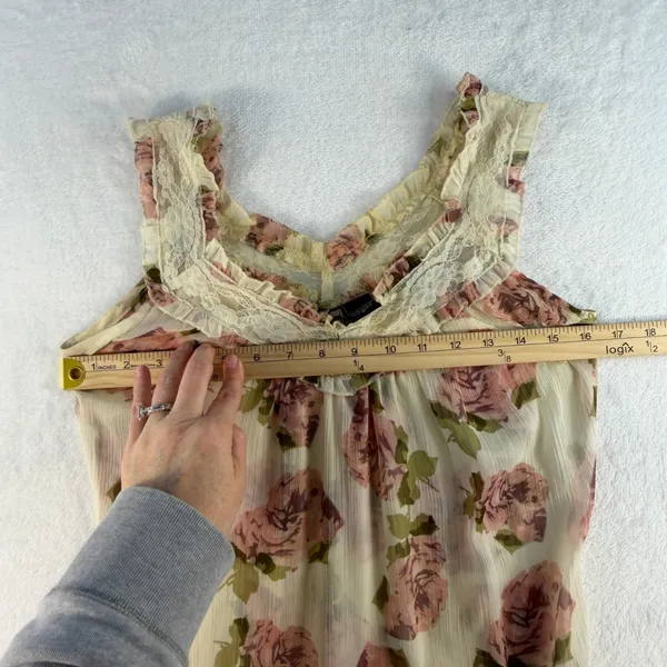 VTG Y2K Passport S Babydoll Top Floral Lace Ruffle Romantic Coquette Cottagecore - Image 9