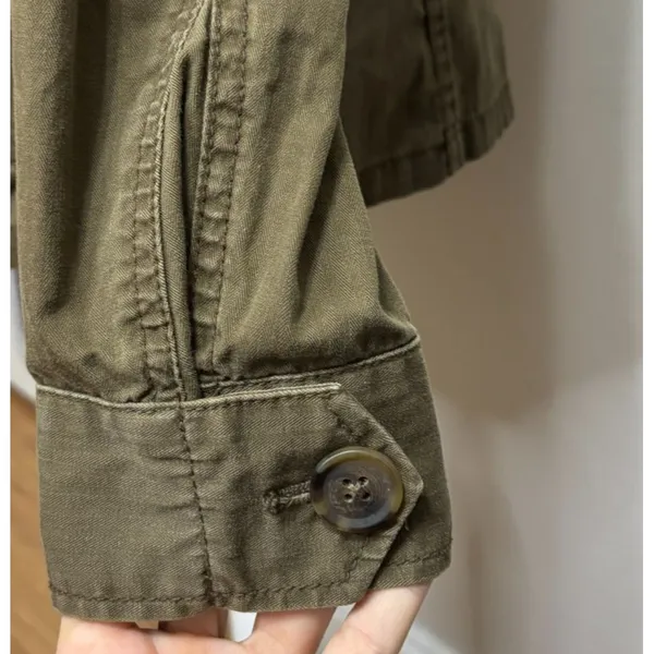 J.‎ Crew Jacket Brown Button Up Lightweight Utility Drawstring Waist Military S - Image 12