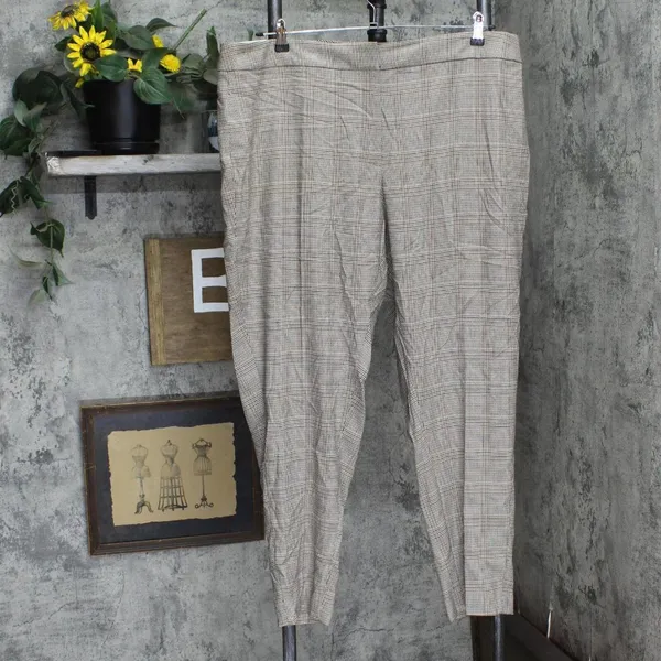 NWT Calvin Klein Plus Size Plaid Ankle Pants X38P6037 16W Luggage Multi Brown - Image 5