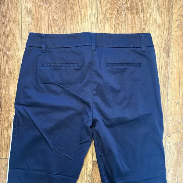 J.Crew Navy Blue White Side Stripe Stretch Cotton Chino Pants Cropped Womens 4‎ - Image 10