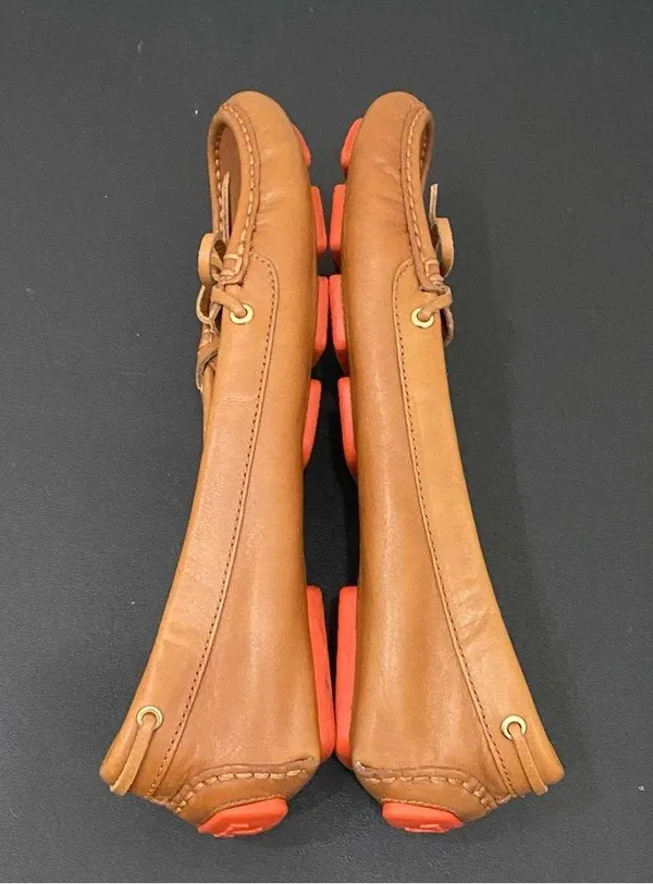 TORY BURCH Ashby Royal Tan Leather Loafers Driving Shoes Size 7 - Image 4