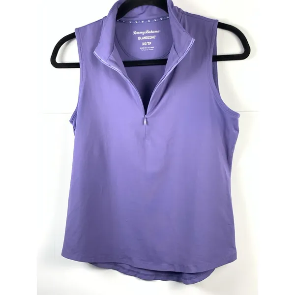 Tommy Bahama IslandZone Golf Tank Top Womens XS Purple 1/4 Zip Sleeveless - Image 2