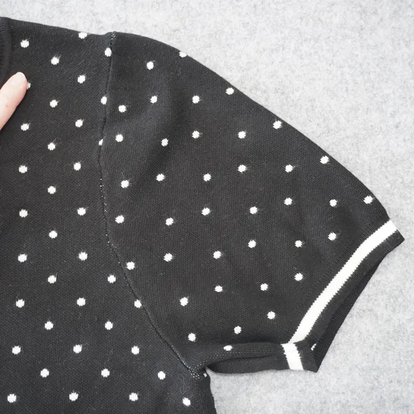 Adrianna Papell Womens XL Black White Polka Dot Short Sleeve Knit Sweater Top - Image 4