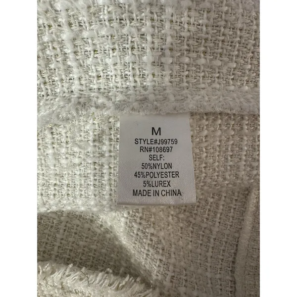 Sweet Rain Tweed Shacket Shirt Jacket White Gold Shimmer Accent - Image 6