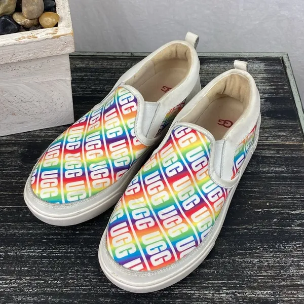 Ugg White Caplan Logo Print Slip On Athletic Sport Sneaker Shoes 6 - Image 6