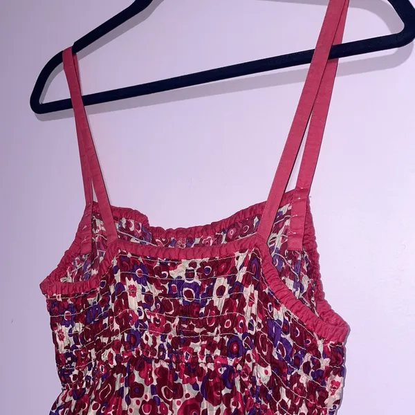 Free People Silk Babydoll Sundress Women L Pink Smocked Boho Preppy Beach Resort - Image 5