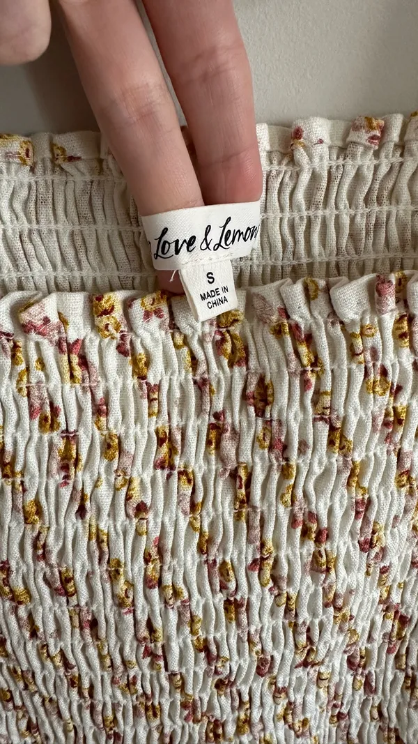 For Love & Lemons Georgia Smocked Mini Dress Mustard Small - Image 10