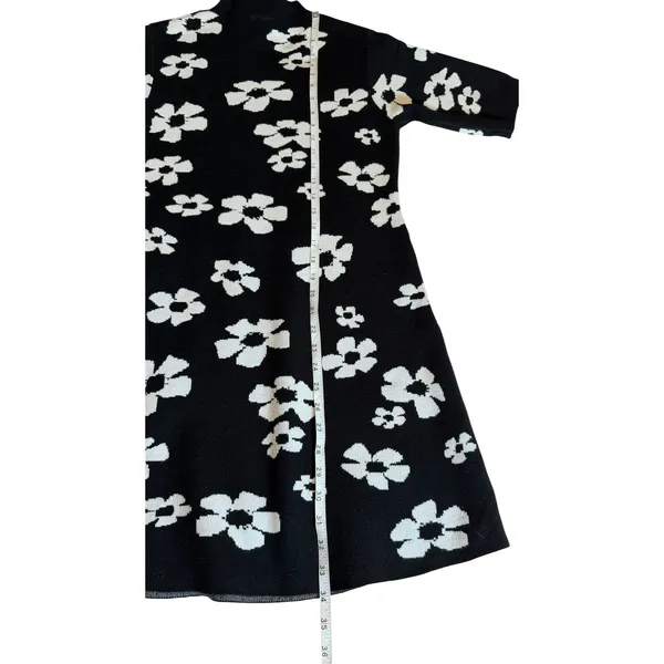 Scoop Black White Floral Knit Mock Neck Mini Sweater Dress SC2502152CM Womens M - Image 6