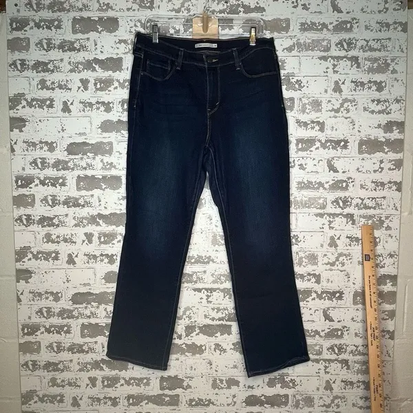 Levis | women dark wash 505 straight denim jeans - Image 7
