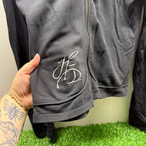 Harley Davidson Y2K Silver Logo Zip Up Jacket - Image 3