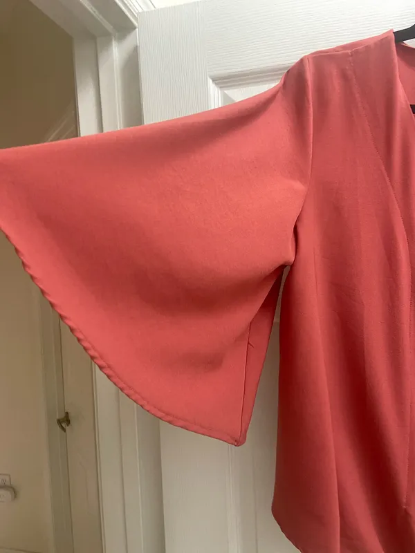 Plus Size V-Neck Tie-Front Blouse in Terracotta - Image 4